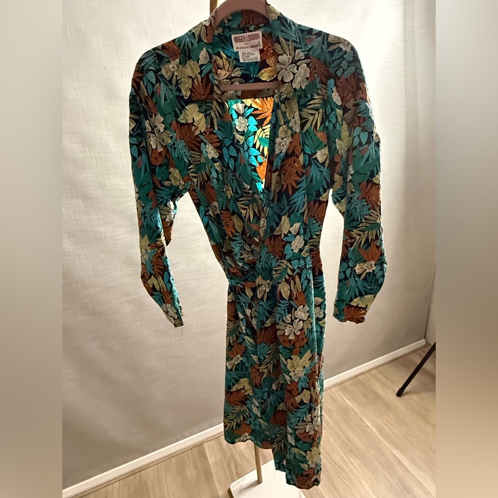 Maggy London Silk Dress with Leaf Print